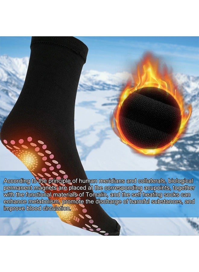 SOUTH MOON Tourmaline Slimming Health Sock, Thermal Circulation Acupressure Self-Heating Shaping Socks, AFIZ Tourmaline Health Sock, Comfortable Breathable Foot Massage Self Warm Socks 2 Pairs (Black) - Image 2